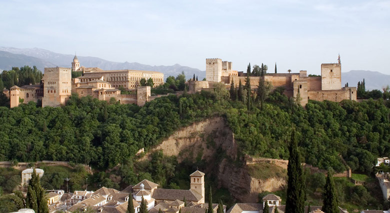 Panoramischer Blick ber der Alhambra.