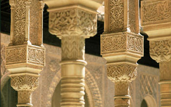 Decorated columns in the Alhambra palace