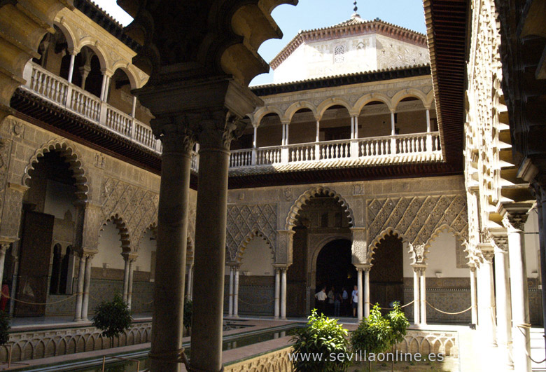 Just one of the many beautiful patios of the Alcazar palace in Seville - Andalusia, Spain.
