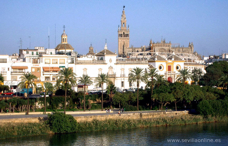 View over the city center and the Guadalquivir river, Seville - Andalusia, Spain.