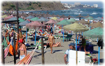 Popular terraces on the beach at Fuengirola - Costa del Sol