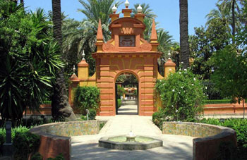 De engelse tuin in het Alcázar paleis, Sevilla