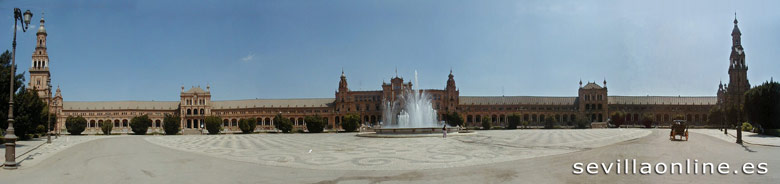 Panorama van la Plaza de Espaa, het Spaanse plein, in Sevilla.