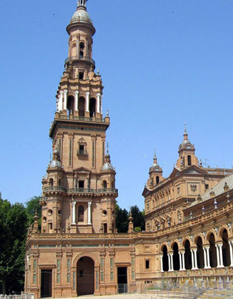 De noordelijke toren van Plaza de Espaa (het Spaanse plein), Sevilla - Andalusi